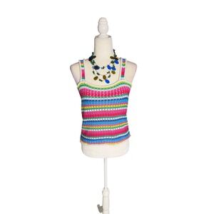 Gap Crochet Knit Rainbow Tank Top Size S